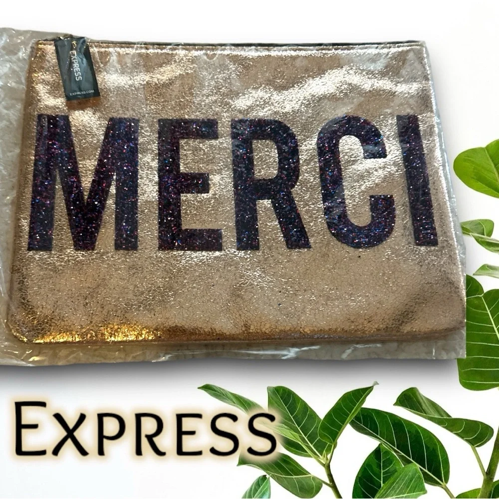 Express Metallic Cosmetic bag MERCI Print